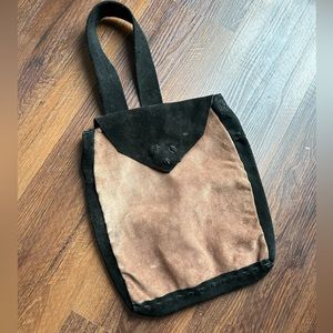 Black and Tan Suede Vintage backpack with cool sewing detail.